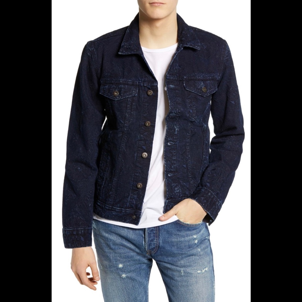 NWT Levi’s Men’s Size M Embroidered Trucker Jacket - Picture 1 of 13